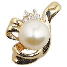 & Other Stories-LuxUness 18k Gold Diamond Pearl Pendant Metal Pendant in Excellent condition-Golden
