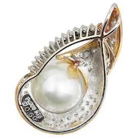 & Other Stories-LuxUness Platinum & 18k Gold Diamond Pearl Pendant  Metal Pendant in Excellent condition-Golden