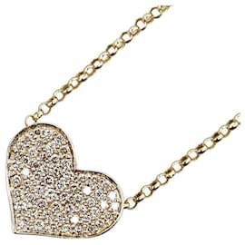 & Other Stories-LuxUness 18k Gold Diamond Heart Necklace Metal Necklace in Excellent condition-Golden