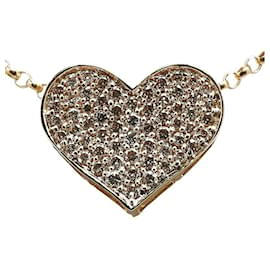 & Other Stories-LuxUness 18k Gold Diamond Heart Necklace Metal Necklace in Excellent condition-Golden