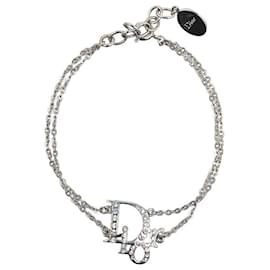 Dior-Dior Rhinestone Oblique Logo Bracelet Metal Bracelet in Excellent condition-Silvery