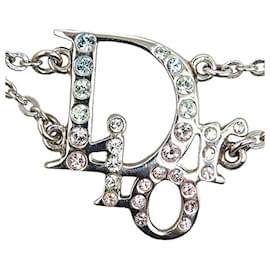 Dior-Dior Rhinestone Oblique Logo Bracelet Metal Bracelet in Excellent condition-Silvery