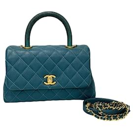 Chanel-Chanel Coco Handle Matte Caviar Skin 2way Shoulder Bag Leather Shoulder Bag 78306 in excellent condition-Blue