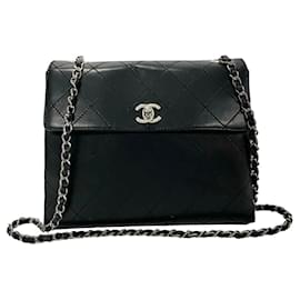 Chanel-Chanel Matelasse Lambskin 26cm Chain Shoulder Bag Leather Shoulder Bag 59289 in excellent condition-Black