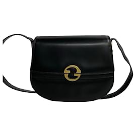 Gucci-Gucci Old Leather Genuine Shoulder Bag Leather Shoulder Bag 85177 in good condition-Black