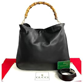 Gucci-Gucci Leather Bamboo Tote Bag  Leather Handbag in Good condition-Black
