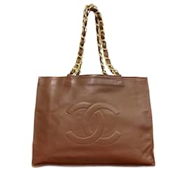 Chanel-Chanel Coco Mark Tote Bag Leather Tote Bag 08458 in good condition-Brown