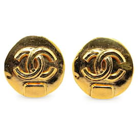 Chanel-Boucles d'oreilles clip Chanel CC Boucles d'oreilles en métal en excellent état-Doré