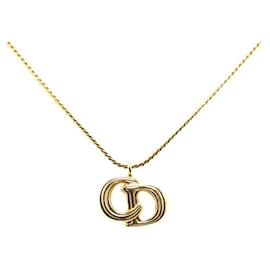 Dior-Dior CD Logo Pendant Necklace Metal Necklace in Excellent condition-Golden