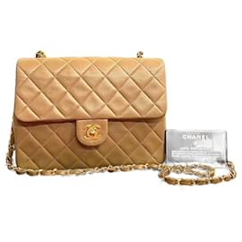 Chanel-Chanel Matelassé Lammleder Ketten Mini Schultertasche 34194 in sehr gutem Zustand-Braun