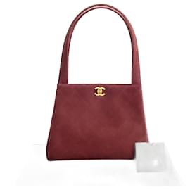 Chanel-Sac à main Chanel Matelassé Coco Mark en daim 31017 en très bon état-Rouge