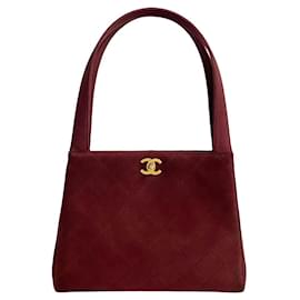 Chanel-Sac à main Chanel Matelassé Coco Mark en daim 31017 en très bon état-Rouge