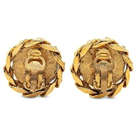 Chanel-Chanel Rhinestone CC Clip On Earrings Metal Earrings in Good condition-Golden