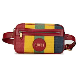 Gucci-Gucci Canvas Leather Waist Bag 625895 in Great Condition-Red