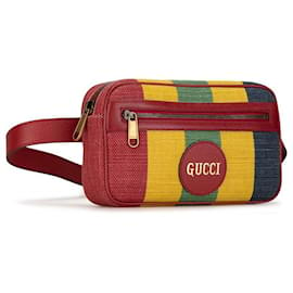 Gucci-Gucci Canvas Leather Waist Bag 625895 in Great Condition-Red