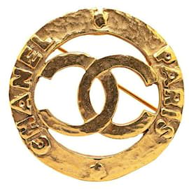 Chanel-Broche Chanel CC Logo Broche en métal en excellent état-Doré