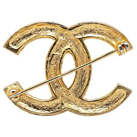 Chanel-Chanel Rhinestone CC Logo Brooch Metal Brooch in Good condition-Golden