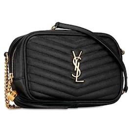 Yves Saint Laurent-Yves Saint Laurent Lou Chain Shoulder Bag Leather Shoulder Bag 618057 in good condition-Black