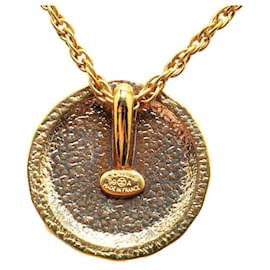 Chanel-Chanel Rhinestone Logo Pendant Necklace Metal Necklace in Excellent condition-Golden