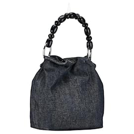 Dior-Dior Denim Maris Pearl Logo Plate Handbag-Blue