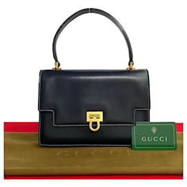 Gucci-Gucci Old Vintage Calf Leather Genuine Mini Handbag Leather Handbag 32218 in good condition-Black