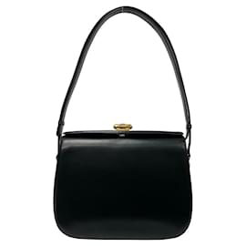 Gucci-Gucci Old Calf Leather Turnlock Semi Shoulder Bag Leather Shoulder Bag 0014060626 in good condition-Black
