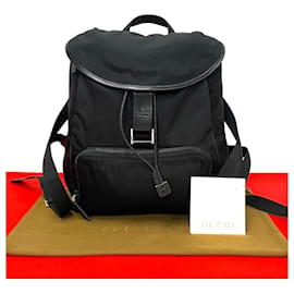 Gucci-Gucci Nylon Drawstring Backpack  Canvas Backpack in Excellent condition-Black