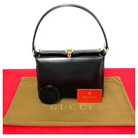 Gucci-Gucci Glossy Leather G Logo Top Handle Bag Leather Handbag in Excellent condition-Black