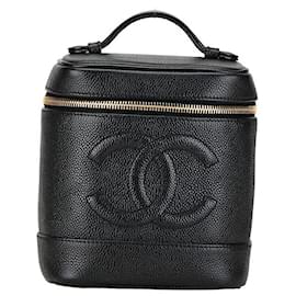 Chanel-Chanel Coco Mark Vanity Bag Leather Vanity Bag  in Good condition-Black