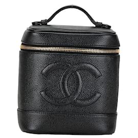 Chanel-Chanel Coco Mark Vanity Bag Sac Vanity en cuir en bon état-Noir