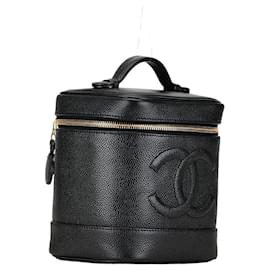 Chanel-Chanel Coco Mark Vanity Bag Leather Vanity Bag  in Good condition-Black