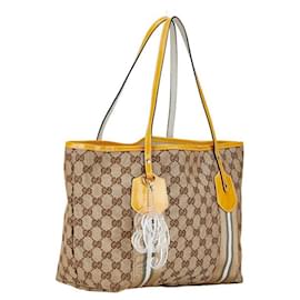 Gucci-Gucci GG pattern Tote Bag Canvas Tote Bag 211970 in good condition-Brown