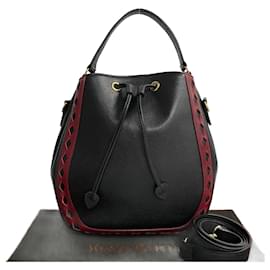 Yves Saint Laurent-Yves Saint Laurent Diamond Cut Leather Drawstring Bag Leather Handbag in Great Condition-Black