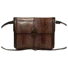 Yves Saint Laurent-Yves Saint Laurent Leather Embossed Crossbody Bag  Leather Crossbody Bag in Good condition-Brown