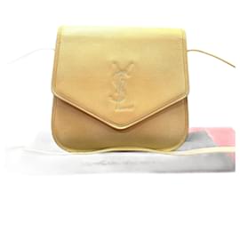 Yves Saint Laurent-Sac à épaule en cuir vintage YSL Yves Saint Laurent, sac à épaule en cuir 69130 en très bon état-Jaune