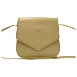 Yves Saint Laurent-Yves Saint Laurent Vintage YSL Logo Leather Shoulder Bag Leather Shoulder Bag 69130 in good condition-Yellow