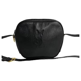 Yves Saint Laurent-Yves Saint Laurent Leather Logo Camera Bag Leather Crossbody Bag in Good condition-Black