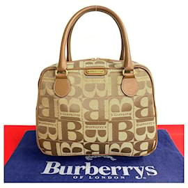 Burberry-Burberry Mini Boston Bag Canvas Handtasche 71695 in gutem Zustand-Braun