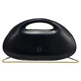 Loewe-Loewe Leather Anagram Handbag Sac bandoulière en cuir en excellent état-Noir