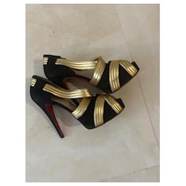 Christian Louboutin-Escarpins-Noir,Doré