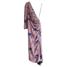 Robe une manche imprimé chèvrefeuille Prada Resort 2008 Rose