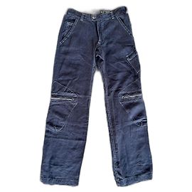 Jeans cargo con zip di Giorgio Armani dei primi anni 2000. Blu scuro