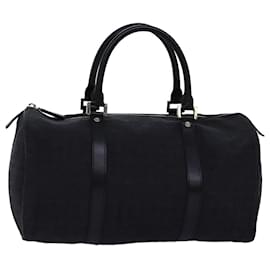 Céline-CELINE C Macadam Canvas Boston Bag Black Auth 76139-Black