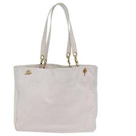 Chanel-CHANEL COCO Mark Chain Tote Bag Caviar Skin Blanc CC Auth bs14729-Blanc