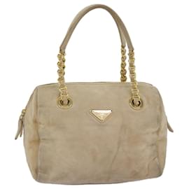 Prada-PRADA Hand Bag Suede Beige Auth 76978-Beige