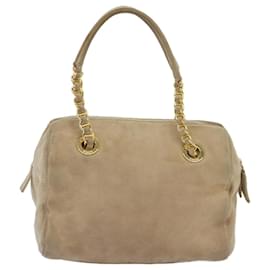 Prada-PRADA Hand Bag Suede Beige Auth 76978-Beige