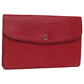 Louis Vuitton-LOUIS VUITTON Epi Montaigne Clutch Bag Red M52657 LV Auth 75848-Red