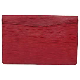 Louis Vuitton-LOUIS VUITTON Epi Montaigne Clutch Bag Red M52657 LV Auth 75848-Red