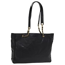 Chanel-CHANEL Chain Shoulder Bag Coated Canvas Black CC Auth ep4383-Black