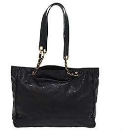 Chanel-CHANEL Sac à bandoulière en chaîne Toile enduite Noir CC Auth ep4383-Noir